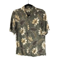 Batik Bay Mens Hawaiian Aloha Shirt Palm Print Pocket Olive Green S - £7.69 GBP