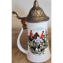 Vintage McCoy Pottery Tankard Beer Stein Horse Hound Fox Hunting USA #6020 - £18.33 GBP