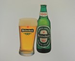 Heineken Beer Cardboard Sign Beer Bottle &amp; Glass Holland Lager 8 x 14 Br... - $24.18