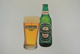 Heineken Beer Cardboard Sign Beer Bottle &amp; Glass Holland Lager 8 x 14 Breweriana - £19.39 GBP