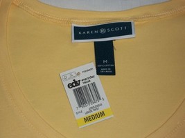 Macy&#39;s Karen Scott Women&#39;s Yellow Lemon Short Sleeve V-Neck Tee T-Shirt Medium - £15.70 GBP