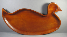 Mahogany Wood Duck Shaped Decorative Platter Handmade VINTAGE Birk Craft Haiti. - £7.83 GBP