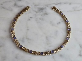 Womens Vintage Estate 10k Gold Iolite ? Tennis Bracelet 6.0g E7447 - £397.84 GBP