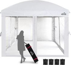 Canopy Tent With Netting Screen,10X10 Easy Pop Up Gazebo For Outdoor, White - $3,165.07 MXN