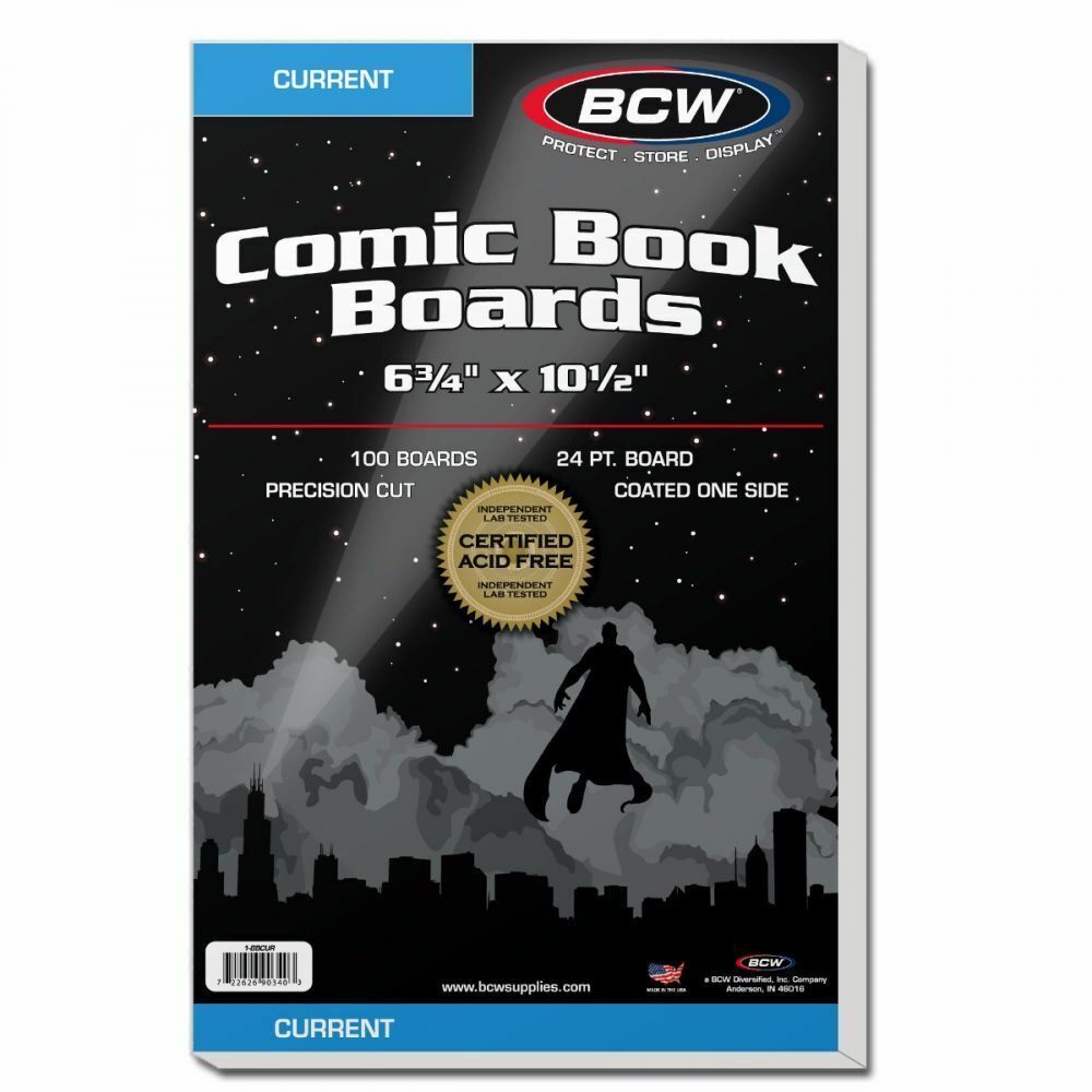 1 pack of 100 BCW Acid Free 6 3/4&quot; x 10 1/2&quot; Current Comic Backing Boards - $17.89