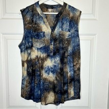 Cocomo Tie Dye Sleeveless Textured Flowy Tank Top Blouse * Brown / Blue ... - $15.48