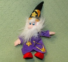 1991 Wizard Plush Doll Magic Warlock Vintage Acme 10&quot; Purple Robe Red Shoes - £8.63 GBP