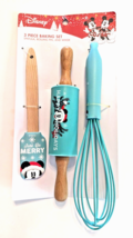 Disney Just Be Merry Mikey Mouse 3-Piece Baking Set Spatula Rolling Pin Whisk - £14.04 GBP