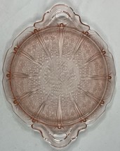 Jeanette Depression Glass Pink Round Handled Cake Plate Cherry Blossom Vtg - $19.99