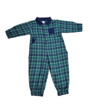 Vintage Charter Club Baby Romper 24 months Plaid Green &amp; Blue Made in the USA  - £23.17 GBP