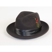 Men's Milani Wool Fedora Hat Soft Crushable Lined FD219 Charcoal Gray image 4