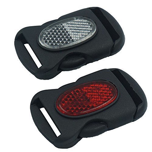 Bluemoona 10 Pcs - 25MM 1" Side Release Buckle Buckles with Red Reflector Straps
