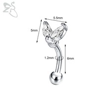 Lower shape cz crystal eyebrow piercngs 16g stainless steel curved ear conch rock daith thumb200