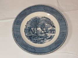 Vntg Royal Currier &amp; Ives Harvest Old Grist Mill Blue White 9 1/4&quot; Dinner Plate~ - £14.36 GBP