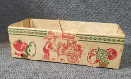 Vtg Cardboard Produce Basket Metal Handle Fruit Veggie Dayton OH Cordage White - £16.04 GBP