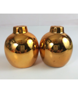 Vintage Shiny Gold Christmas Ball Ornament 2.75&quot; Salt &amp; Pepper Shakers - $216.00 MXN