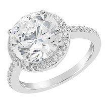 LC Moissanite Solitaire Halo Engagement Wedding Ring 14k Gold-Plated Silver - £85.77 GBP
