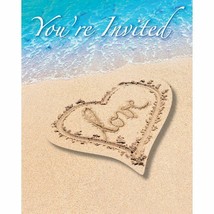 Beach Love Gatefold Invitations 8 Pack Bridal Shower Decoration - £14.42 GBP