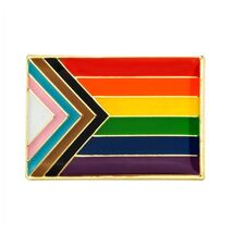 PROGRESS PRIDE FLAG PIN 1" Rainbow Lapel Gay Lesbian Trans Equality LGBT... - $1.95