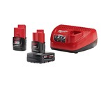Milwaukee M12 12-Volt Lithium-Ion 4.0 Ah and 2.0 Ah Battery Packs and Ch... - £123.59 GBP