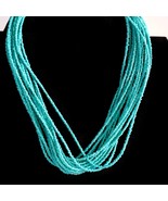 15-Strand Turquoise Blue Seed Bead Necklace Silvertone Clasp 20&quot; Estate ... - $256.48 MXN