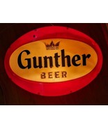 GUNTHER Bière Recto-Verso Éclairé Ovale Plastique Signe Suspendu Rouge B... - €417,93 EUR