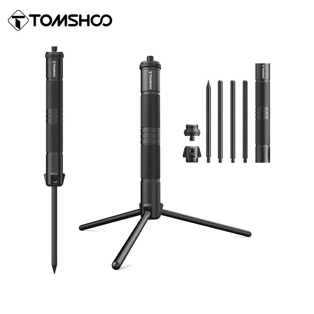 TOMSHOO Aluminum Lantern Stand Camping Lamp Pole Foldable Light Support Holder - £11.66 GBP