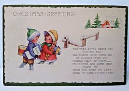 Christmas Postcard Whitney Children Carry Toys Games Through Snow Country Home - £10.44 GBP