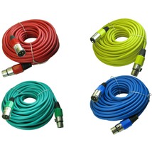 4Pack 100 Ft Foot Mixed Color 3Pin Xlr Male To Female Mic Cord Microphone Cables - £75.32 GBP