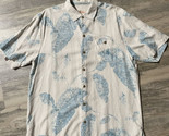 Tommy Bahama 100% Silk Cream Color Palm Leaves Hawaiian Vtg Shirt Size L... - $23.21