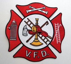 Volunteer Fire Dept Firefighter Extra Large Embroidered Patch 10 Inches - £13.18 GBP