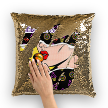 Feed Me Love Me Navy &amp; Silver Sequin Cushion Cover - $30.95