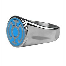 Blue Lantern Symbol Stainless Steel Ring Blue - £28.85 GBP