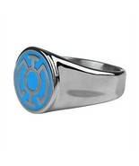 Blue Lantern Symbol Stainless Steel Ring Blue - £28.13 GBP