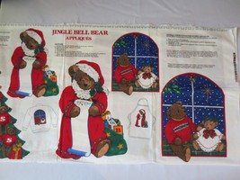 Cranston fabric panel Jingle Bell Bear Appliques Vtg Quilting pillows - £7.99 GBP