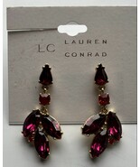 LC LAUREN CONRAD Earrings Red Fuschia Navette Rhinestone Dangle Drop NWT... - €12,92 EUR