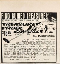 1968 Novelty Print Ad Treasure Probe Finder All Transistorized Toms River,NJ - £5.17 GBP