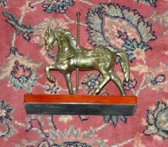 Vtg Bronze Brass Carousel Horse Paperweight Bookend Ornate Circus Design Equine - £29.20 GBP