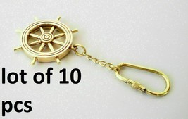 Nautical Wheel Keyring Key Chain Antique Vintage Golden Brass Gift Lot o... - £33.65 GBP