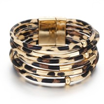 Amorcome Leopard Leather Bracelets for Women 2020 Fashion Bracelets &amp; Bangles El - £10.46 GBP