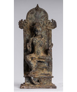 Antigüedad Indonesio Estilo Bronce Javanés Protección Buda Estatua - 28c... - $1,335.85