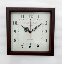 12 inch Handmade Antique Square Wooden Dial Wall Clock Vintage Brown and... - $61.74