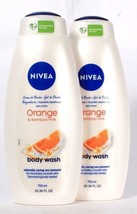 2 Bottles Nivea 25.36 Oz Orange &amp; Bamboo Milk Touchably Smooth Skin Body... - £23.87 GBP