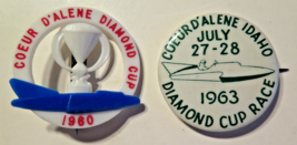 1960. 63 DIAMOND CUP COEUR D&#39;ALENE Hydroplane Boat Race Pinback Buttons ... - £25.35 GBP