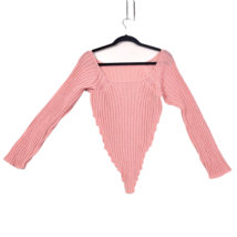 Shein Triangle Long Sleeve Sweater Pink Crop Scoop Neck Size Small - $10.77