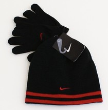 Nike Reversible Black & Red Knit Beanie & Stretch Gloves Youth Boy's 8-20 NWT - $22.27