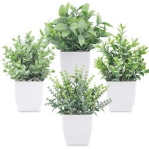 Der Rose 4 Pack Fake Plants Mini Artificial Greenery Potted Plants for Home Deco - £18.35 GBP