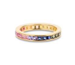 Natural Sapphire Full Eternity Wedding Matching Band, Multi Color Promise Ring - £54.19 GBP