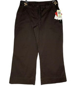NEW Womens Style &amp; Co Brown Stretch Capri Pants with Woven Beaded Belt S... - $18.80