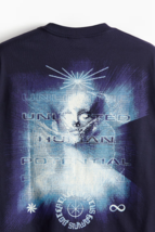 H&amp;M Unlimited Human Potential votton loose fit printed navy t-shirt sz m... - $248.63 MXN